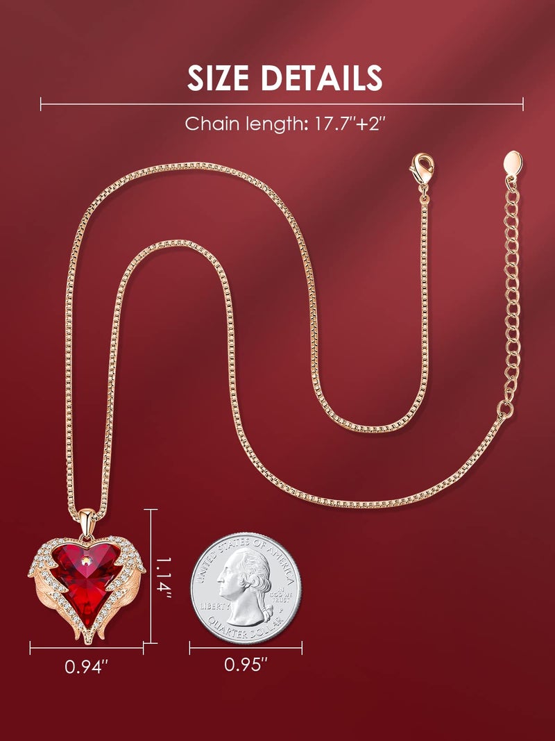 CDE Angel Wings Necklaces for Women, Love Heart Silver Tone/Gold Tone Pendant with Birthstone, Wedding or Birthday Jewelry Gifts for Mom Wife Girlfriend Her - Image 4